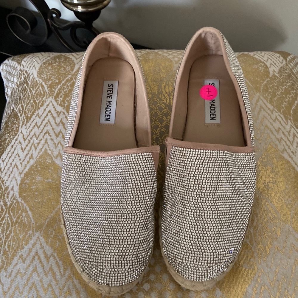 Steve Madden platform espadrille crystal size 7